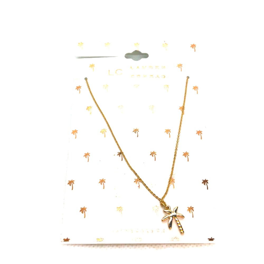 LC Lauren Conrad Gold Tone Palm Tree 16” Necklace
